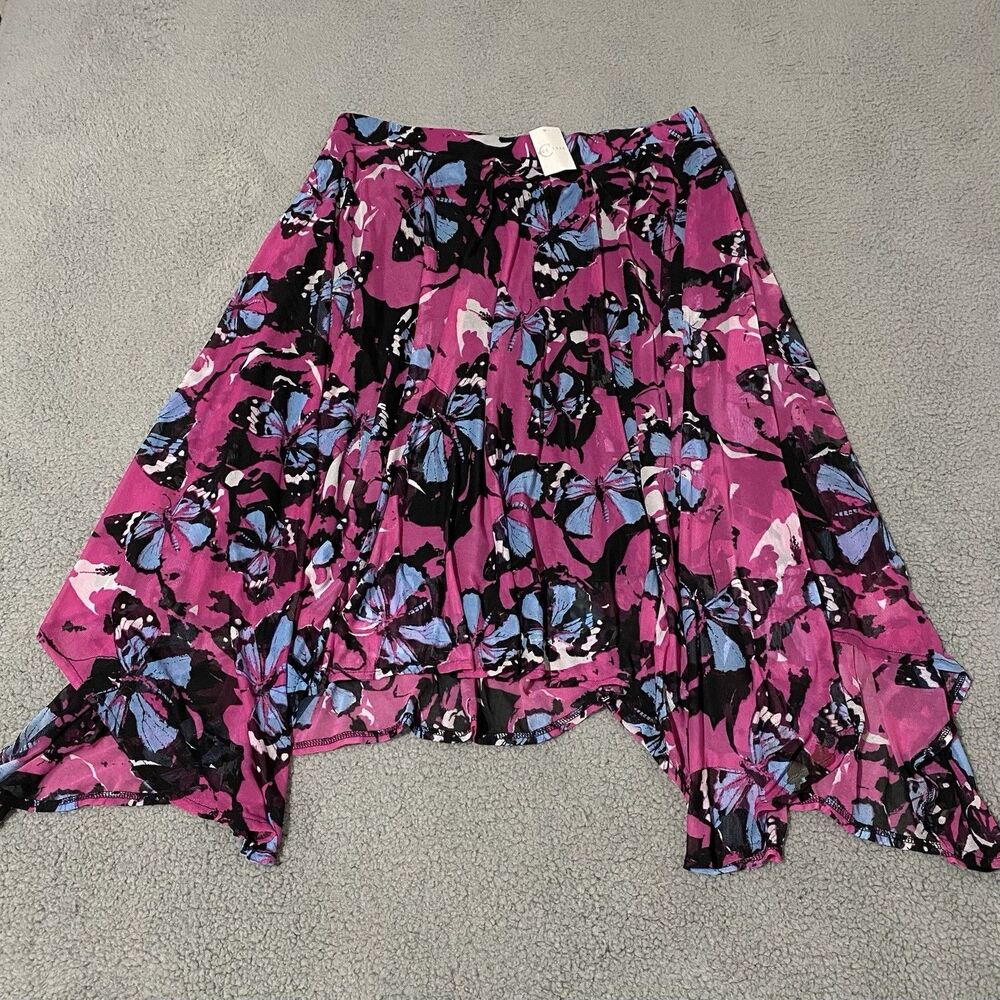 Cato Est 1946 Maxi Skirt Women Large Pink Butterflies Asymmetrical Fairy Y2K NEW